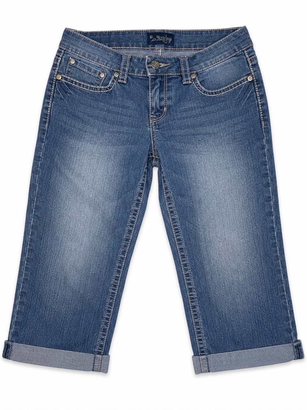 YMI Royalty Womens Bermuda Jean Shorts Size 8 Medium Wash Stretch Denim